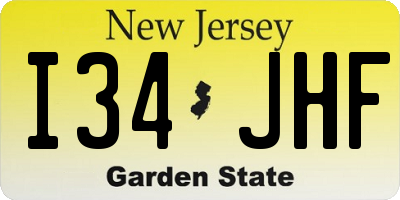 NJ license plate I34JHF