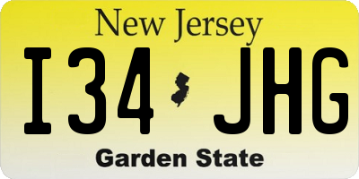 NJ license plate I34JHG