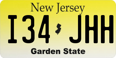 NJ license plate I34JHH