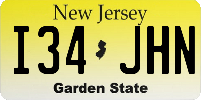 NJ license plate I34JHN