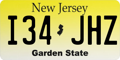 NJ license plate I34JHZ
