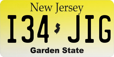 NJ license plate I34JIG