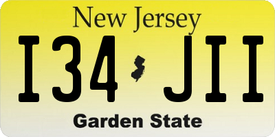 NJ license plate I34JII