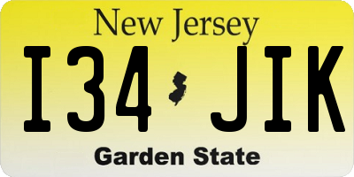NJ license plate I34JIK