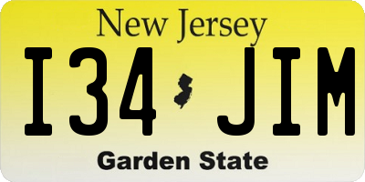 NJ license plate I34JIM