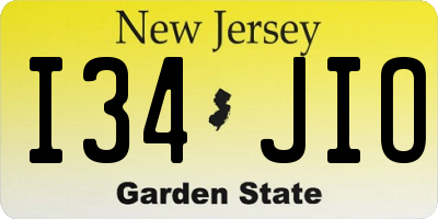 NJ license plate I34JIO