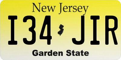 NJ license plate I34JIR
