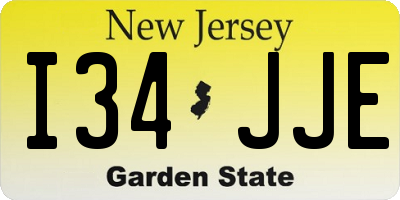NJ license plate I34JJE