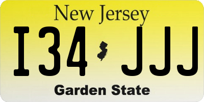 NJ license plate I34JJJ