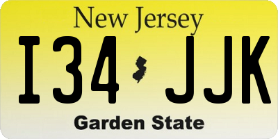 NJ license plate I34JJK
