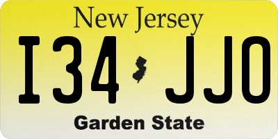 NJ license plate I34JJO