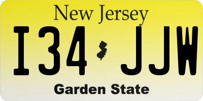 NJ license plate I34JJW