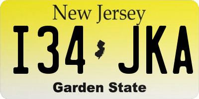NJ license plate I34JKA
