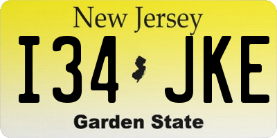 NJ license plate I34JKE