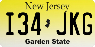 NJ license plate I34JKG