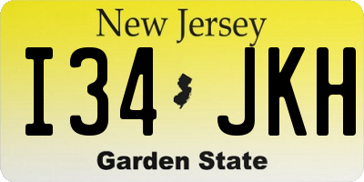 NJ license plate I34JKH