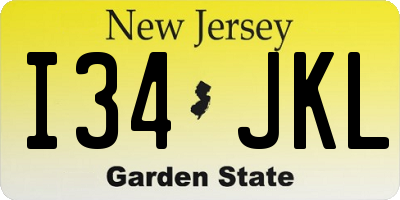 NJ license plate I34JKL