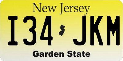 NJ license plate I34JKM