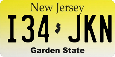 NJ license plate I34JKN