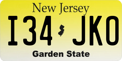NJ license plate I34JKO