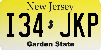 NJ license plate I34JKP
