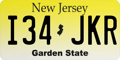NJ license plate I34JKR
