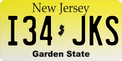 NJ license plate I34JKS