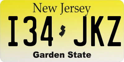 NJ license plate I34JKZ