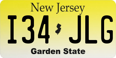 NJ license plate I34JLG
