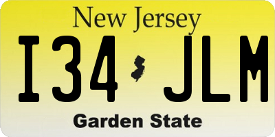 NJ license plate I34JLM