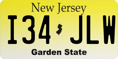 NJ license plate I34JLW