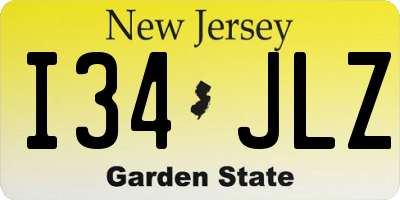 NJ license plate I34JLZ