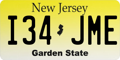 NJ license plate I34JME