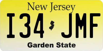 NJ license plate I34JMF
