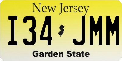 NJ license plate I34JMM