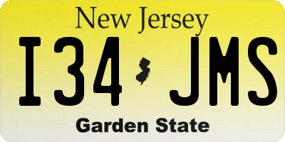 NJ license plate I34JMS