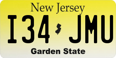 NJ license plate I34JMU