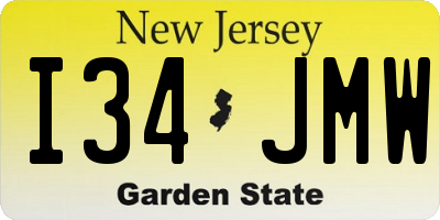 NJ license plate I34JMW