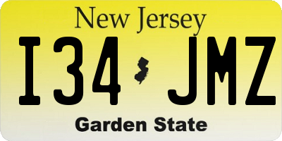 NJ license plate I34JMZ