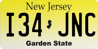 NJ license plate I34JNC