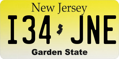 NJ license plate I34JNE