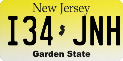 NJ license plate I34JNH