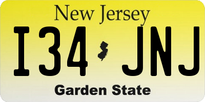 NJ license plate I34JNJ