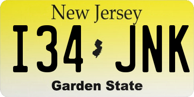 NJ license plate I34JNK