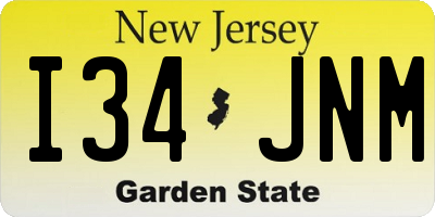 NJ license plate I34JNM