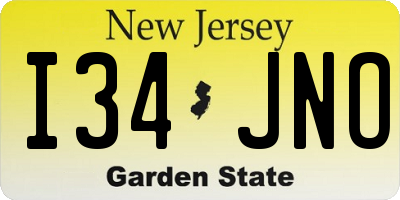 NJ license plate I34JNO