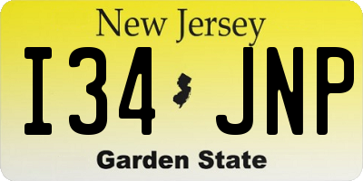 NJ license plate I34JNP