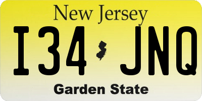NJ license plate I34JNQ