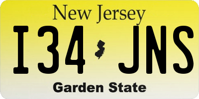 NJ license plate I34JNS