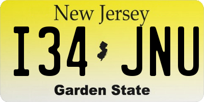 NJ license plate I34JNU